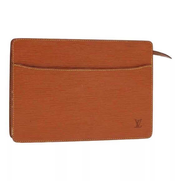 LOUIS VUITTON Epi Pochette Homme Clutch Bag Brown Zipangu Gold - Picture 1 of 16